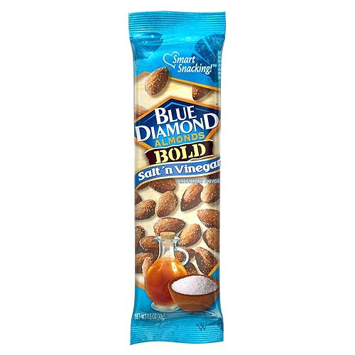 Blue Diamond Almonds Salt N' Vinegar Flavored Snack Nuts, Single Serve Bags (1.5 oz, 2 Packs of 12)