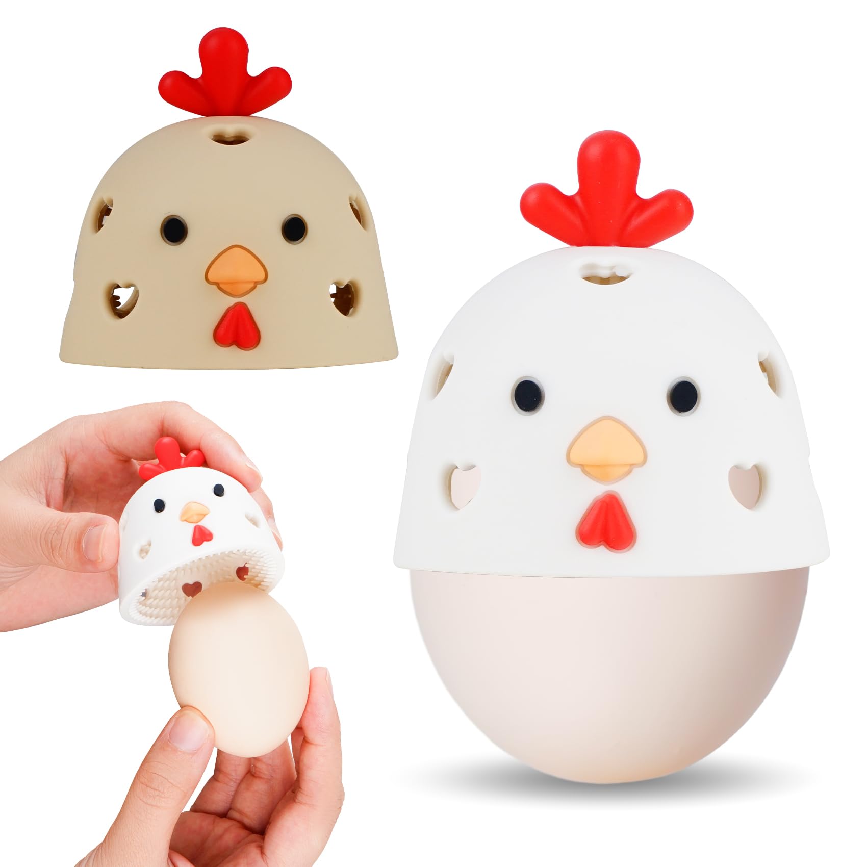 COJIWAL Silicone Egg Brush Cleaner? Egg Cleaner for Fresh Eggs?Egg Brush for Cleaning Fresh Eggs?Cute Chicken Shape?2pcs Egg Washer for Fresh Eggs