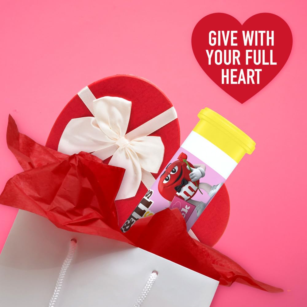 M&M'S Valentine Minis Milk Chocolate Candy, Valentine's Day Candy Gifts Bulk, 1.08 Ounce Tube (Pack of 24)