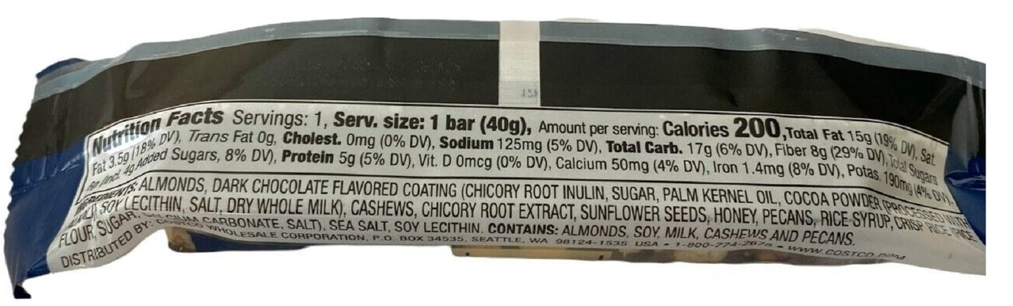 Nut Bars With Cocoa Drizzle & Sea Salt Almonds Cashews Pecans 1.41 oz Each 5g Protein (10pk)