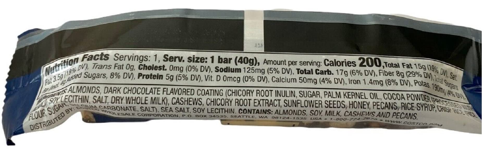 Nut Bars With Cocoa Drizzle & Sea Salt Almonds Cashews Pecans 1.41 oz Each 5g Protein (10pk)