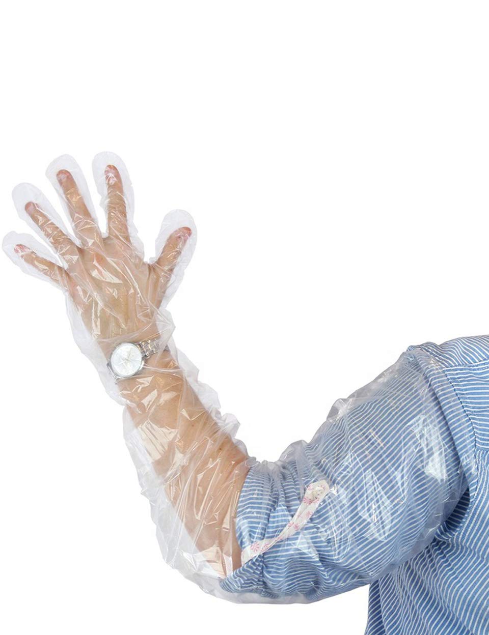 WHUASINTA 50Pcs Veterinary Insemination Rectal Long Gloves Disposable Plastic Full Arm 35.5inch for Field Dressing, Garden Operations, Cow Palpation