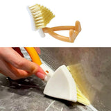 NentMent 2 Pack Kitchen Cast Iron Brush with Stiff Bristles Portable Small Skillet Scrubber Triangular Dish Brush Crevice Cleaning Brush Kitchen