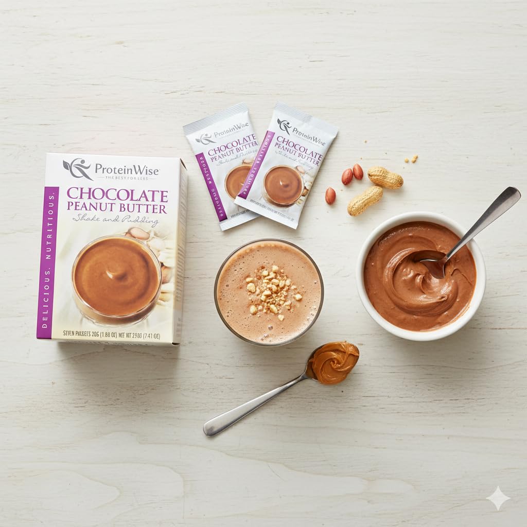 ProteinWise - High Protein Chocolate Peanut Butter Shake Or Pudding - 7/Box