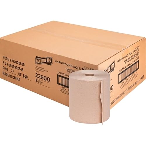 Genuine Joe GJO22600 Embossed Hardwound Roll Towels (Pack of 6)