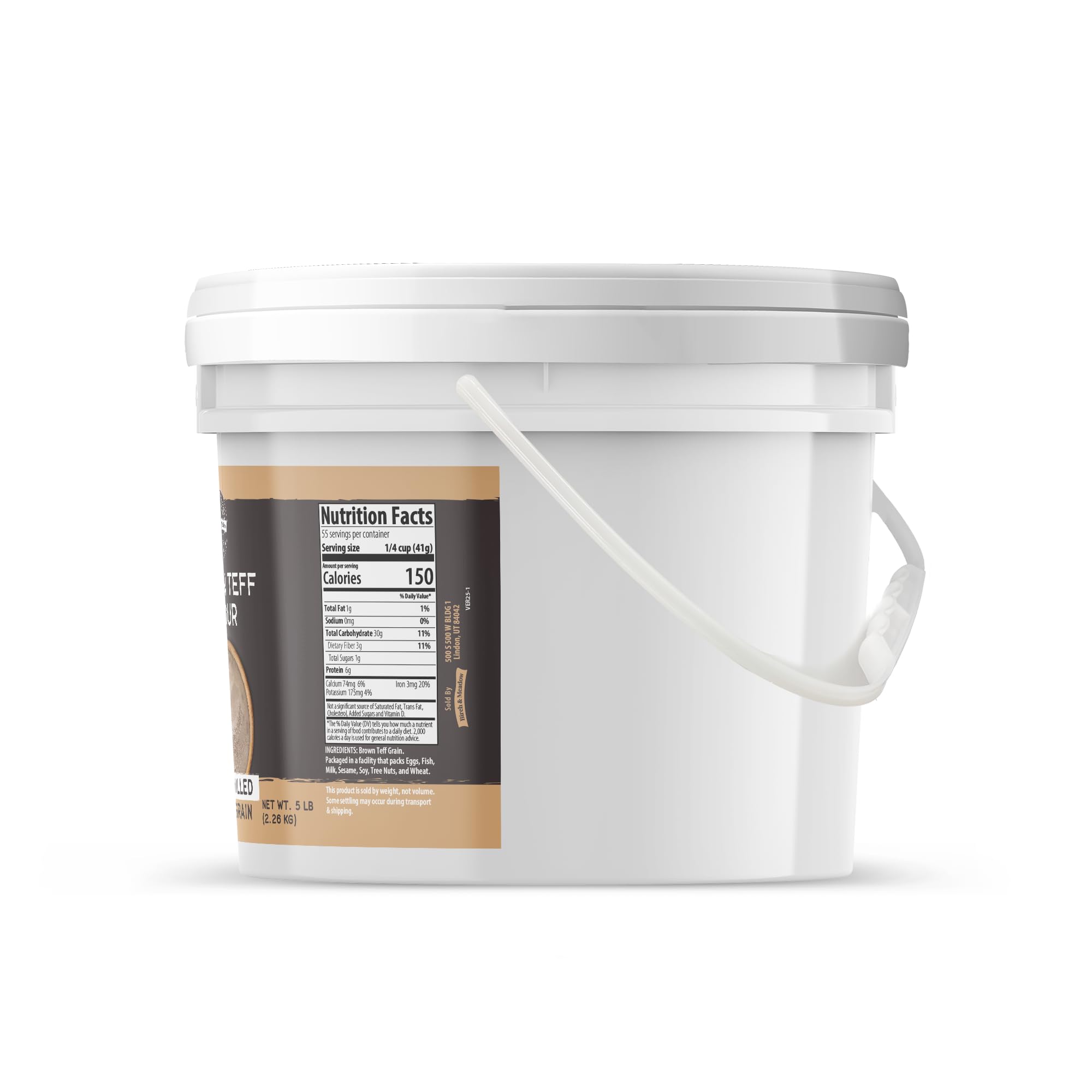 Birch & Meadow 1 Gallon Brown Teff Flour, Non GMO, Natural