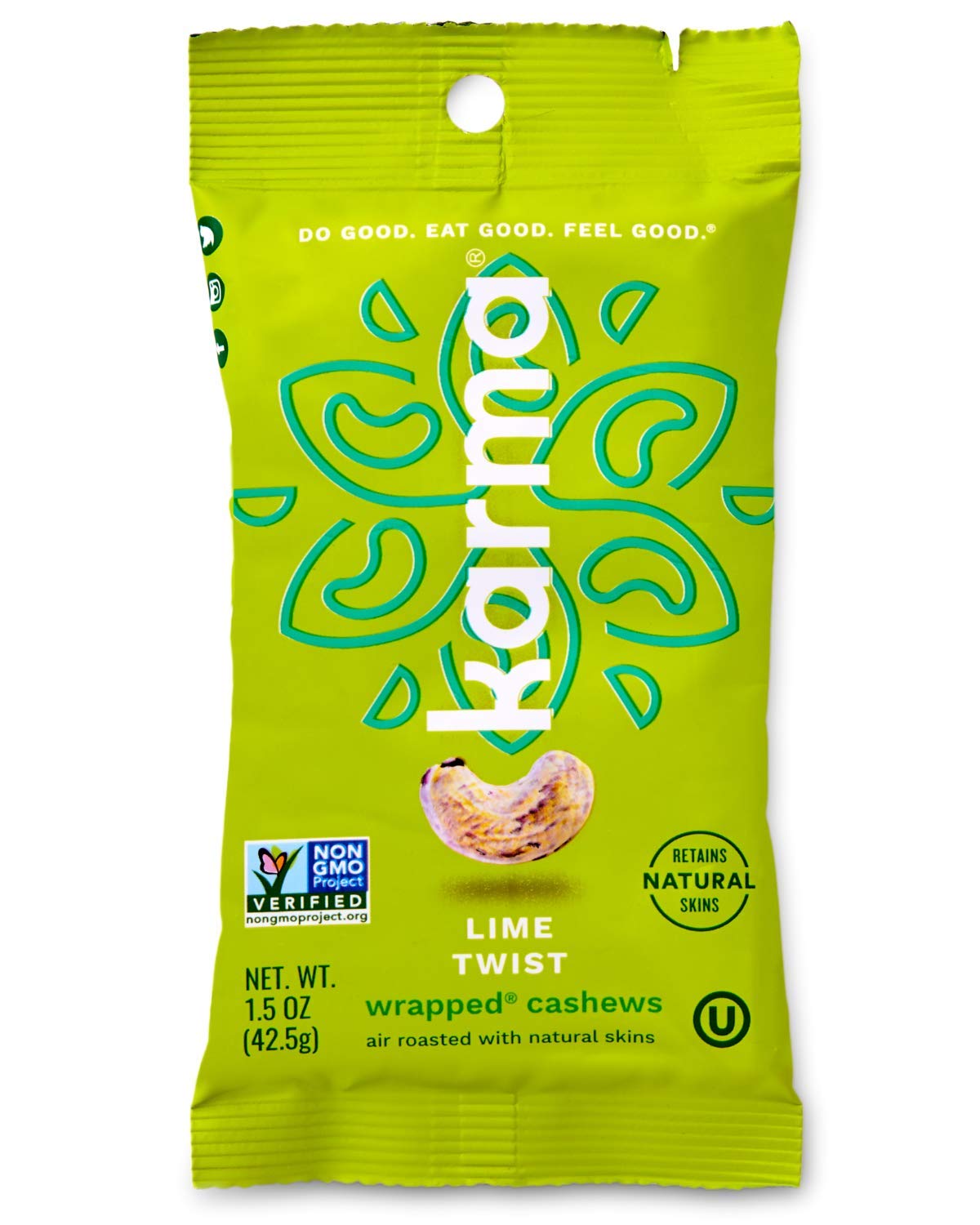 Karma Nuts Lime Twist Cashews | 12, 1.5 Ounce Snack Packs | Whole, Roasted, Wrapped, Keto Friendly, Vegan, Non Gmo, Gluten Free, No Added Sugar, Low