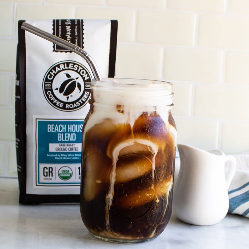 Charleston Coffee Roasters | Specialty Organic Ground Coffee | Hand Picked, Premium Slow Roast (Beach House Blend, Dark Roast) 12 Oz