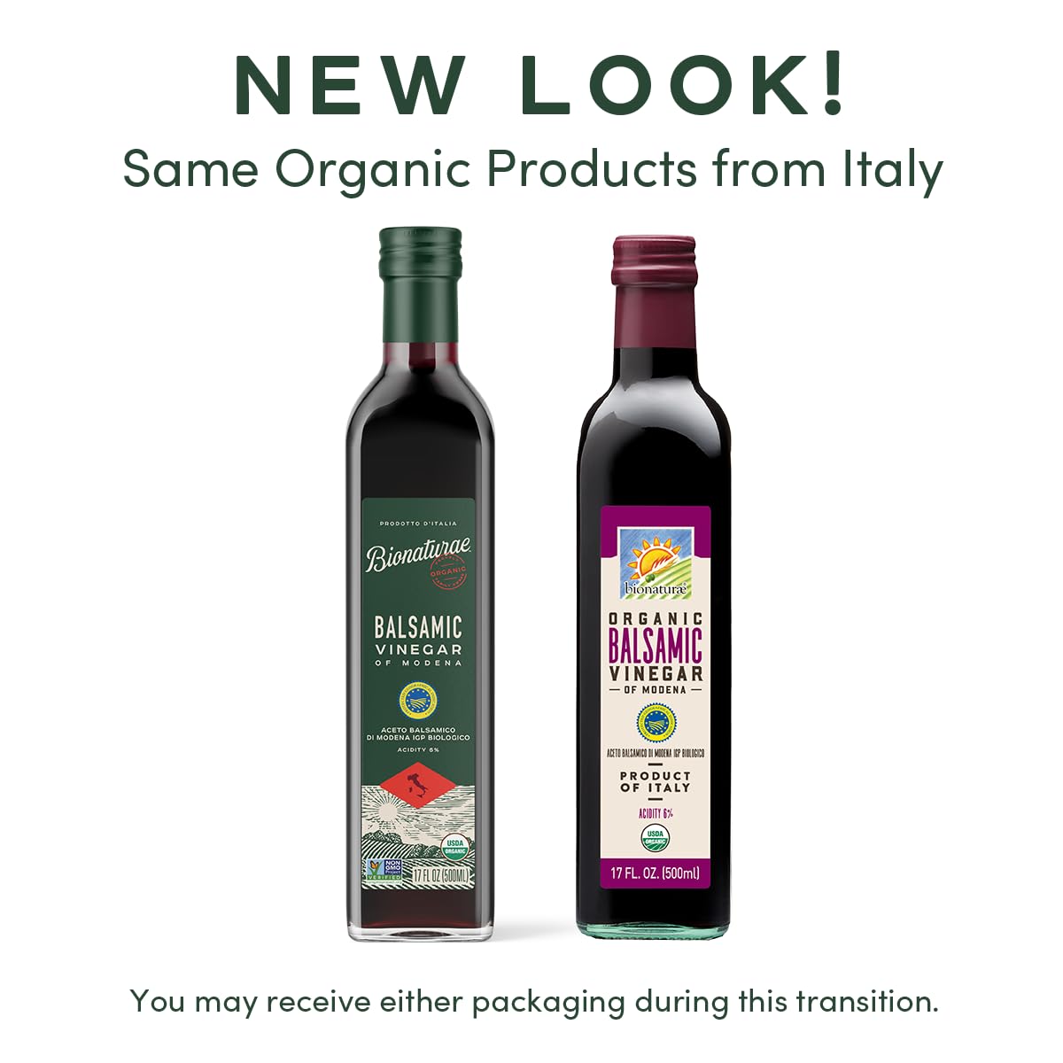 Bionaturae Vinegar Balsamic - Organic Balsamic Vinegar, Modena Balsamic Vinegar, Acidity 6%, USDA Certified Organic, Recyclable Glass, 100% Authentic