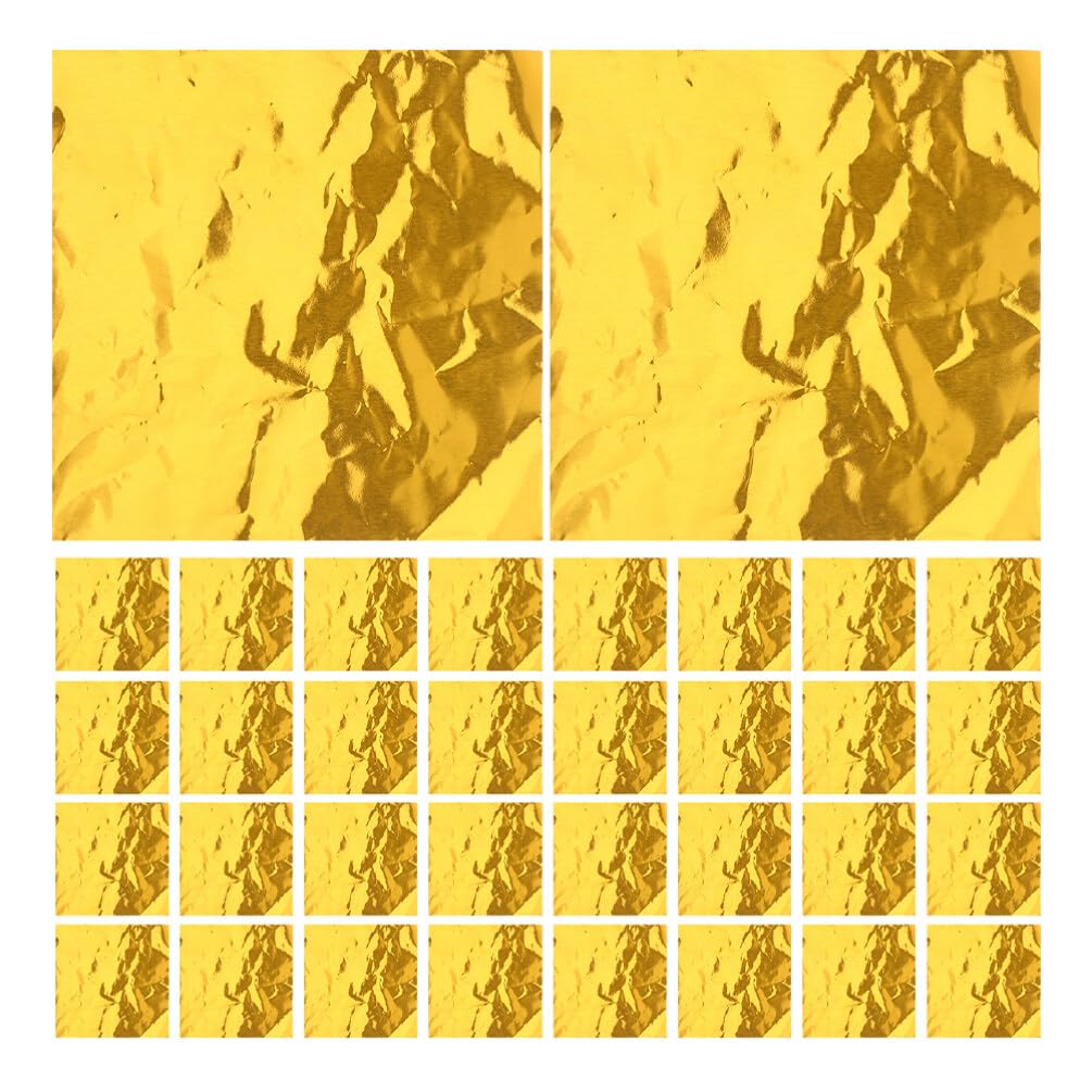 HOLIDYOYO 200pcs Square Foil Candy Wrappers Elegant Gold Wrapping Paper for Chocolates Square Sweets Paper Candies Packaging