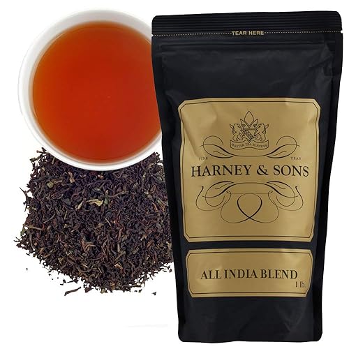 Harney & Sons All India Blend Loose Leaf Black Tea - Robust Indian Tea Blend, Caffeinated, 16 oz Bag