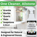 Final Touch AllStone Countertop Cleaner - Plant-Based Stone Safe Cleaning Spray with Scrub Brush - Daily Use Cleaner for Granite, Quartz, Marble