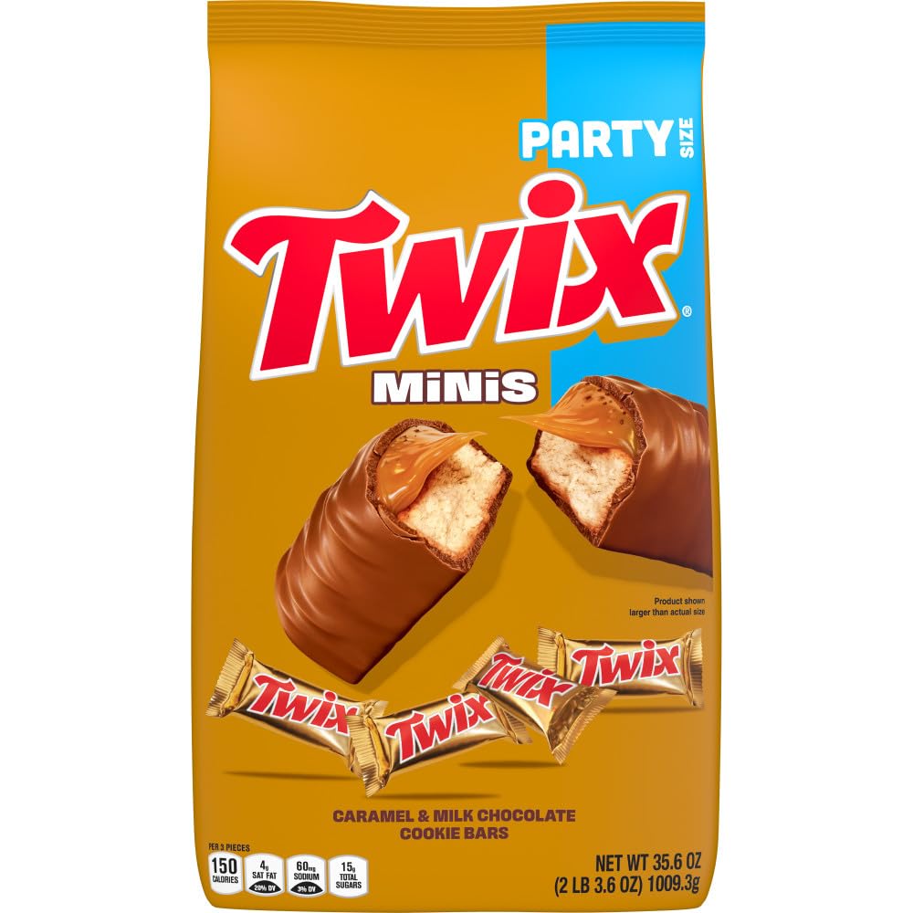 TWIX Caramel Minis Size Chocolate Cookie Bar Candy Bag, 35.6 oz, 95 pieces