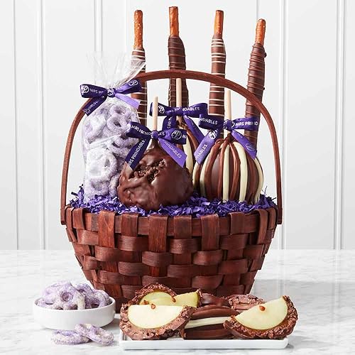 Mrs Prindables Nut-Free Chocolate Covered Caramel Apple Gift Basket