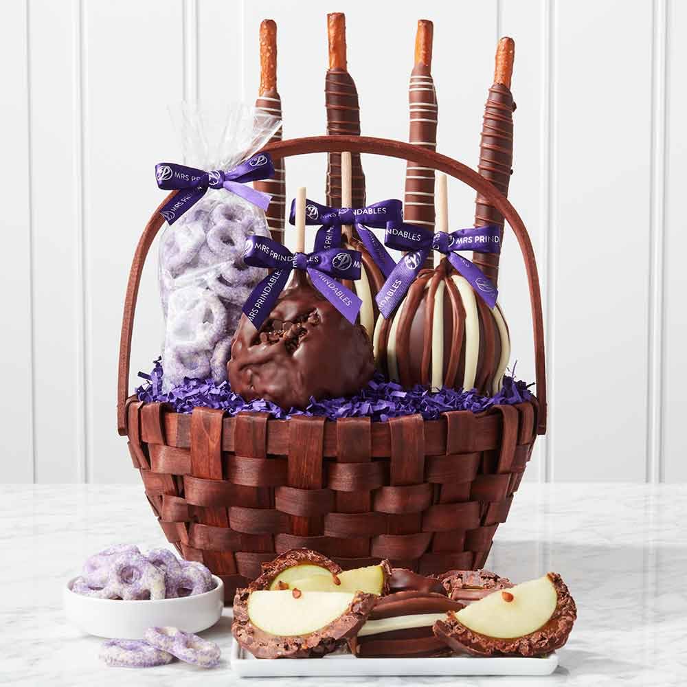 Mrs Prindables Nut-Free Chocolate Covered Caramel Apple Gift Basket