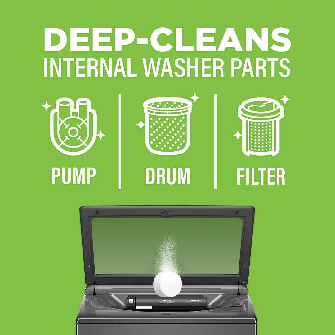 Affresh Washing Machine Cleaner, Helps Power Away Odor Causing Bacteria & Grime Deep Inside Pump, Valve & Hoses, 12 Time Release Tablets, 1 Year