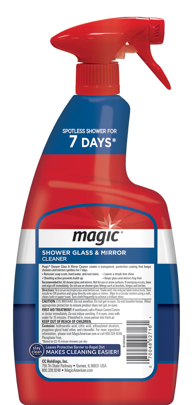 MAGIC Shower Glass and Mirror Cleaner Spray Bundle, Fog & Streak Free, Removes Soap Scum, Rust Stains, Fingerprints, Dirt, and Hard Water, Perfect