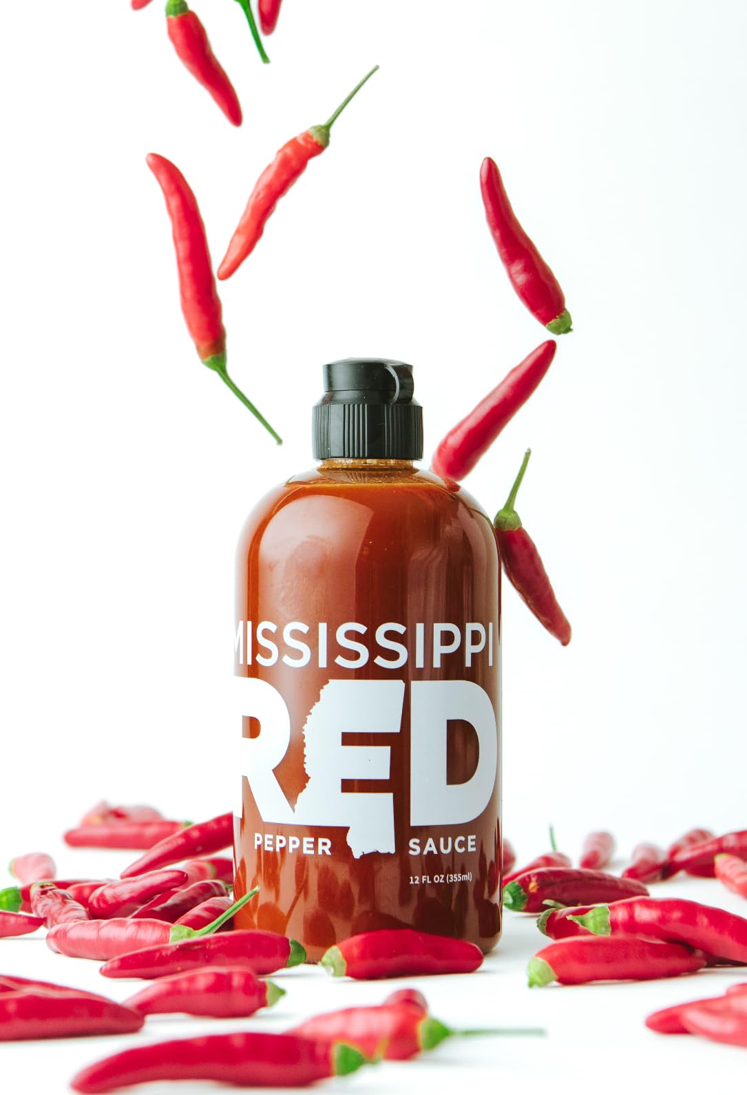 Mississippi Red Pepper Sauce, 12 oz bottle, Hand-crafted well-balanced fermented hot sauce, with Hierloom Pepper Varierties