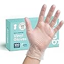 GUSTO Clear Vinyl Plastic Gloves [100 Count] Latex-Free, Powder-Free, Food Safe Disposable Gloves for Cooking, Meal Prep, Cleaning & Everyday Use