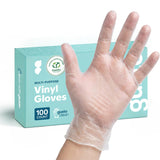 GUSTO Clear Vinyl Plastic Gloves [100 Count] Latex-Free, Powder-Free, Food Safe Disposable Gloves for Cooking, Meal Prep, Cleaning & Everyday Use