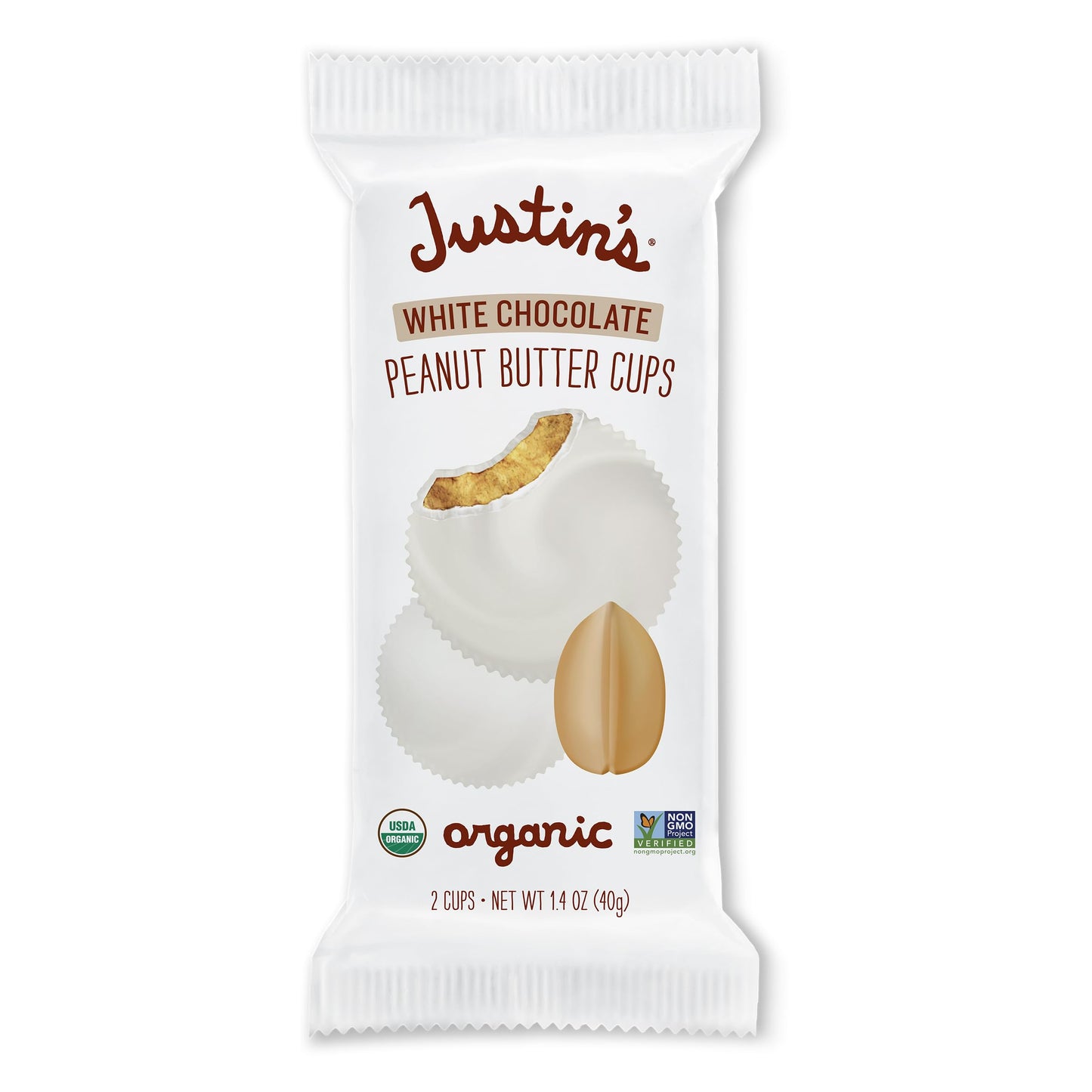 Justin's Nut Butter Organic Peanut Cups, White Chocolate 1.4 oz