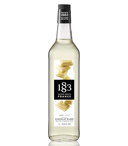 1883 White Chocolate Syrup for Drinks, Made in France, 1 Liter Glass Bottle