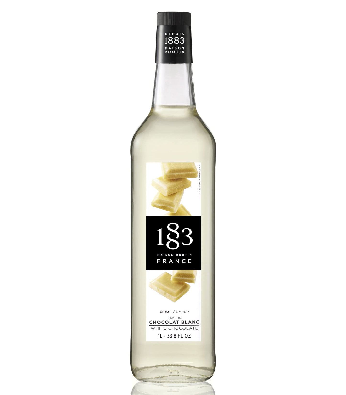 1883 White Chocolate Syrup for Drinks, Made in France, 1 Liter Glass Bottle