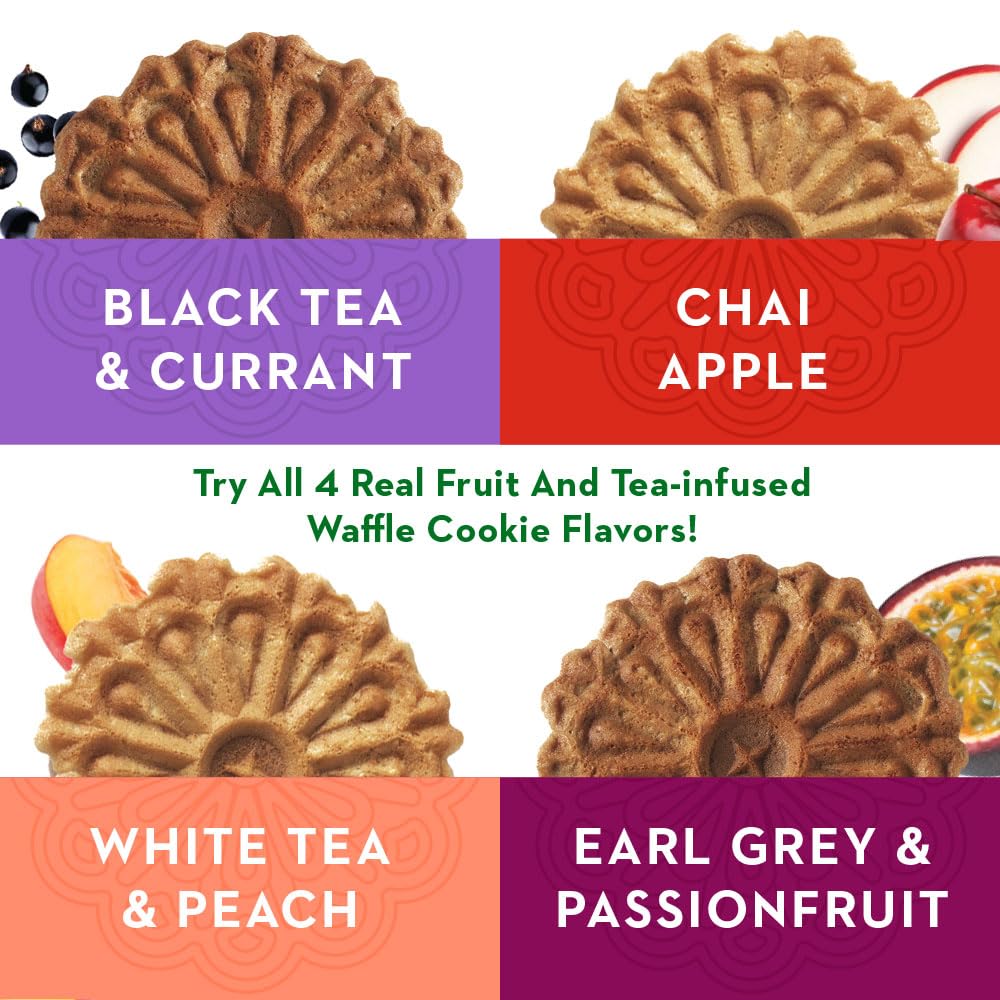 Reko Tea Fusions Waffle Cookies, Chai Apple - Individually Wrapped Single Serve Snack Packs - Thin Italian Pizzelles with No Artificial Flavors or