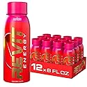 Steel Revit Energy Drink Raspberry 8oz (12-Pack) | 300mg Caffeine, 7 Essential Vitamins | Sugar-Free, Resealable Cap, All-Day Energy (1.2 PK