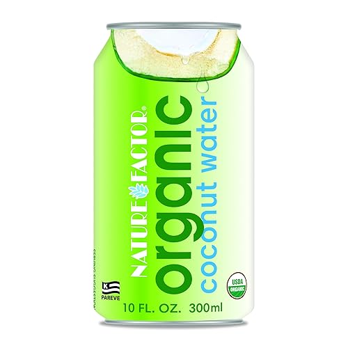 Nature Factor Organic Coconut Water - Pure Pressed Coconut Water, Organic Electrolytes - 10 Fl Oz (Pack of 12)