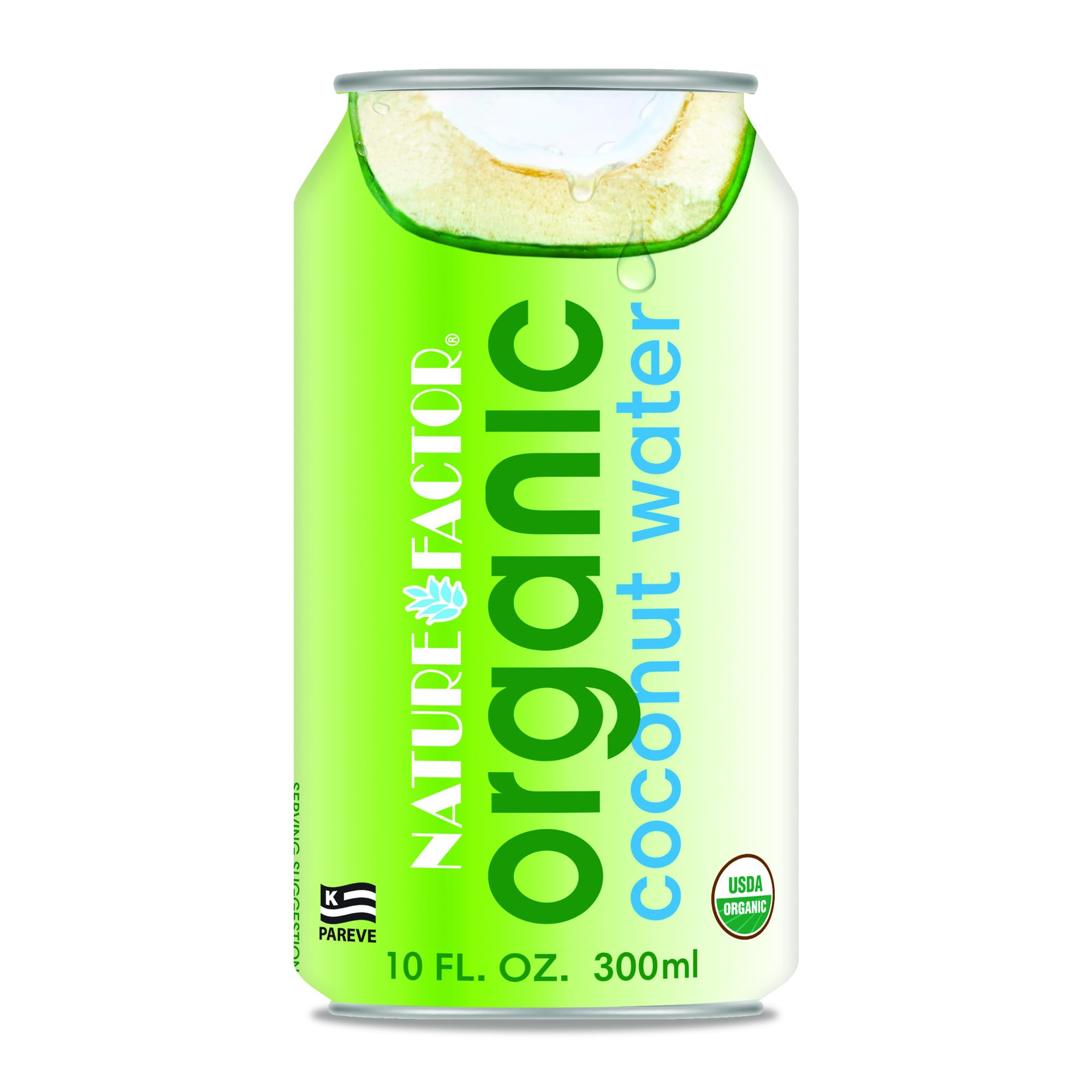 Nature Factor Organic Coconut Water - Pure Pressed Coconut Water, Organic Electrolytes - 10 Fl Oz (Pack of 12)