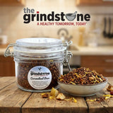 The Grindstone, Organic Caramelized Pear Tea, Fairtrade Certified, Loose leaf Tea, Caffeine Free, PET Snap-on Reusable Kilner Jars, Pack of 2