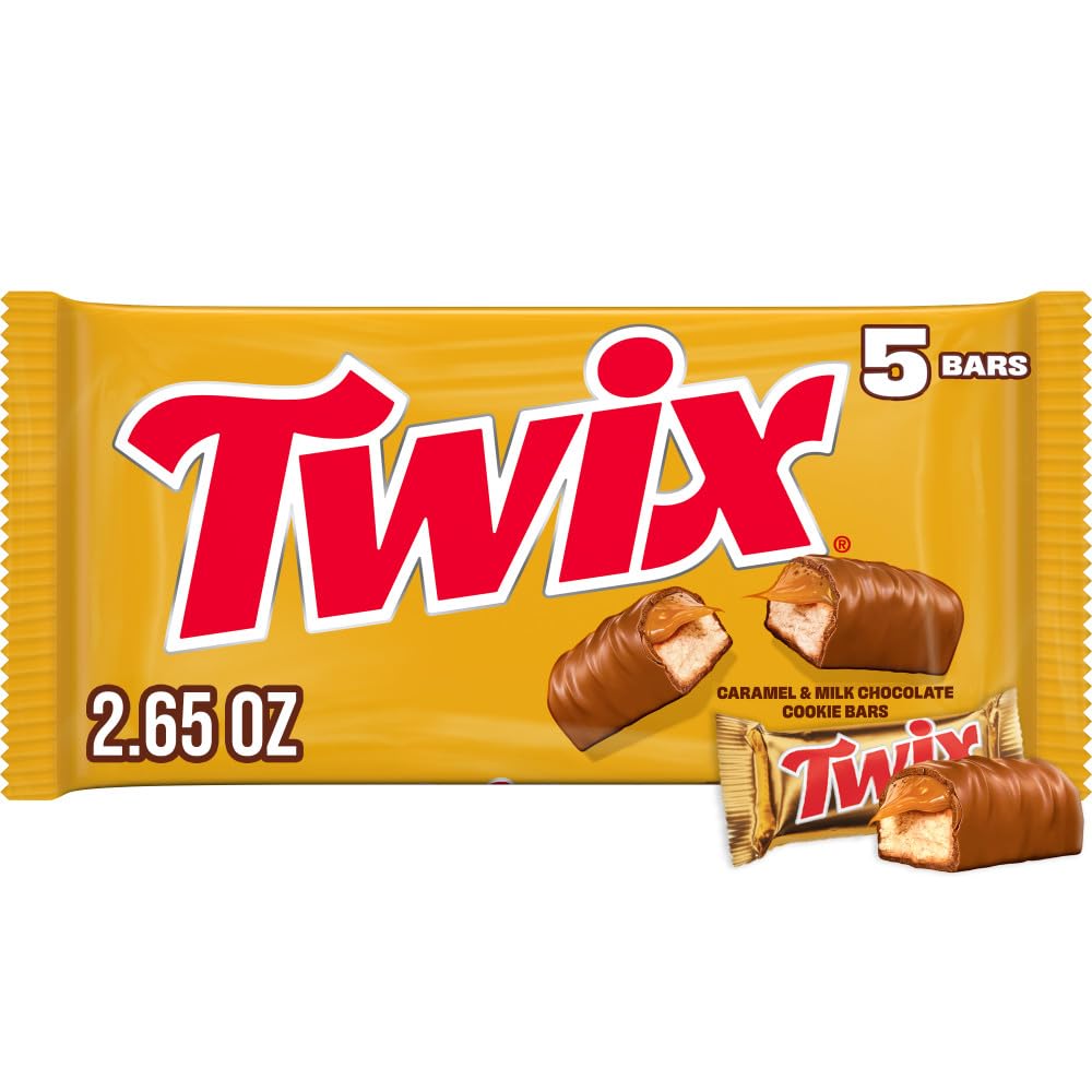TWIX Fun Size Milk Chocolate Caramel and Cookie Chocolate Bars Fathers Day Candy Multipack Gift, 5 Count, 2.65 Oz Pack