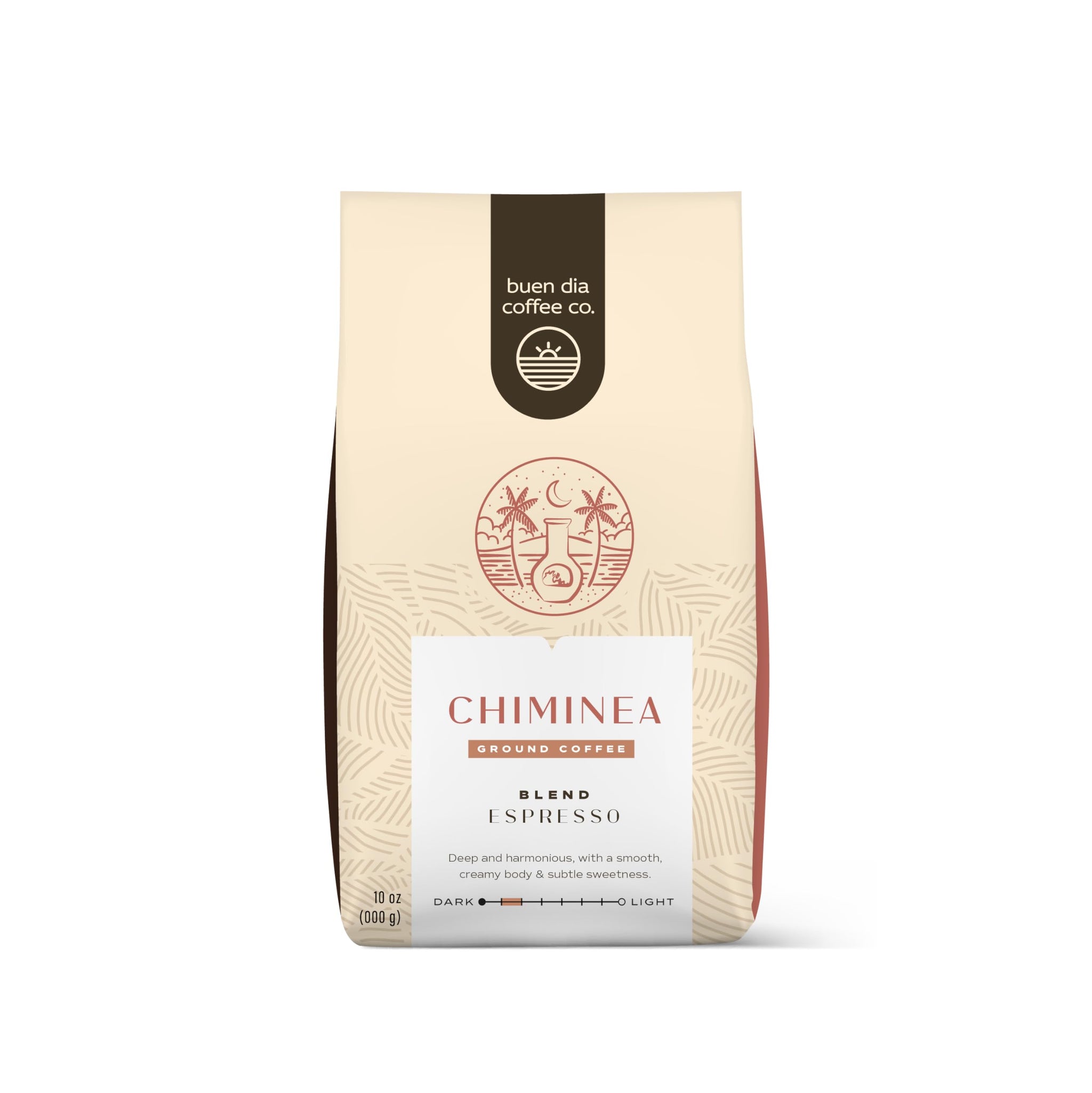 Buen Dia Coffee Co. Espresso Blend Ground Coffee, 10 Ounce - Certified Organic, Fairtrade Coffee