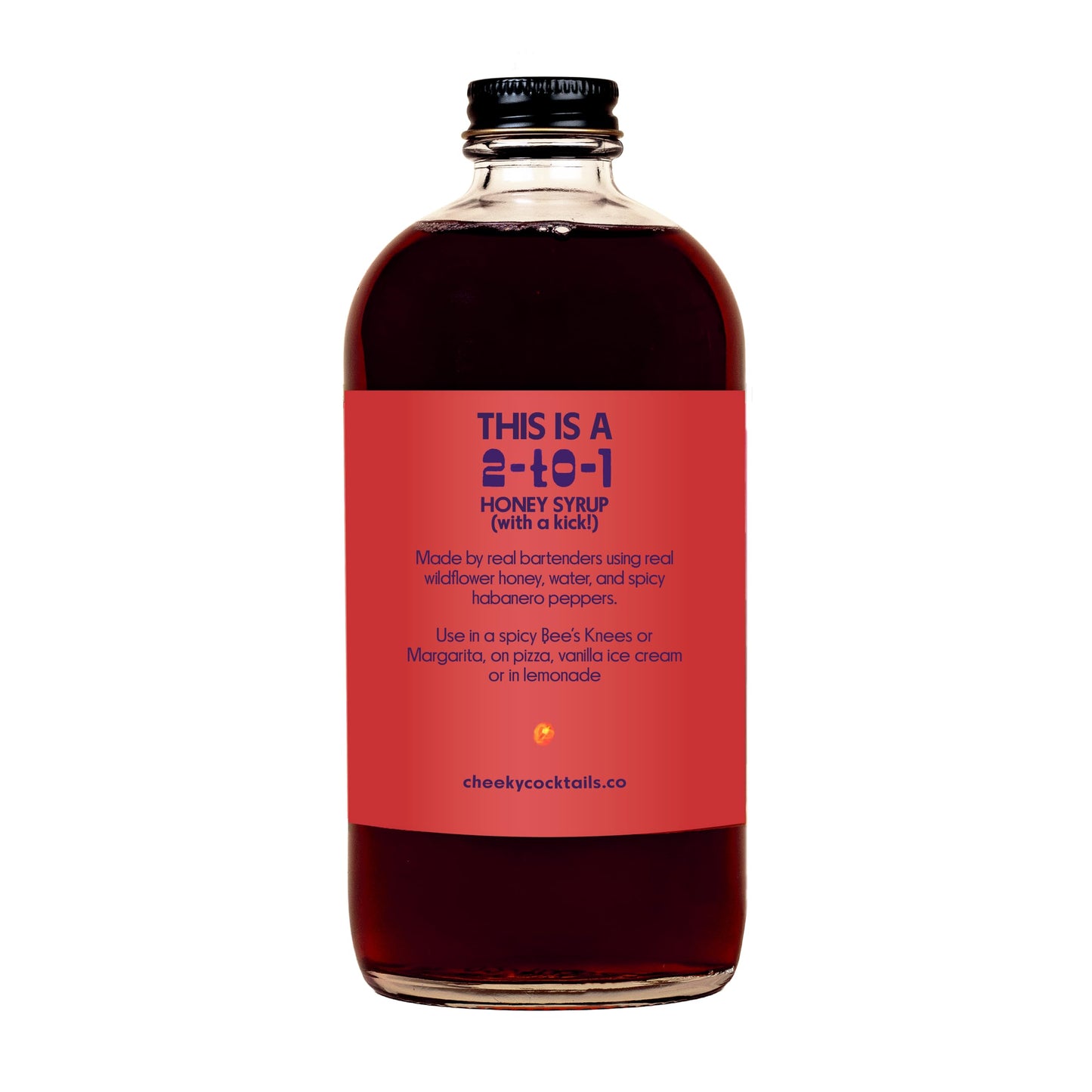 Cheeky Cocktails Habanero Hot Honey Syrup, Bar Quality, Mixes Easily, Real Grade A Wildflower Honey, No Artificial Flavors or Preservatives, 16 Fl Oz