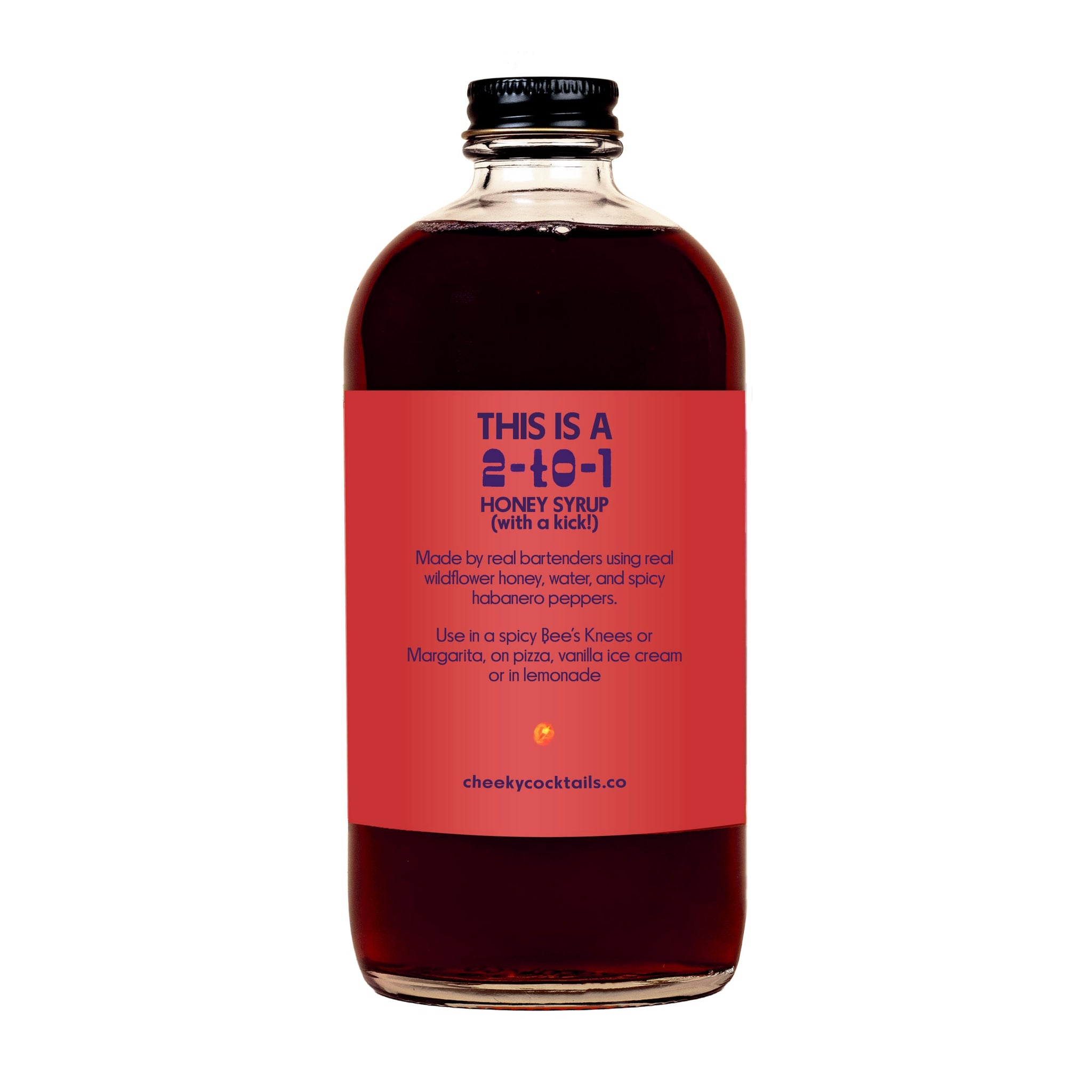Cheeky Cocktails Habanero Hot Honey Syrup, Bar Quality, Mixes Easily, Real Grade A Wildflower Honey, No Artificial Flavors or Preservatives, 16 Fl Oz