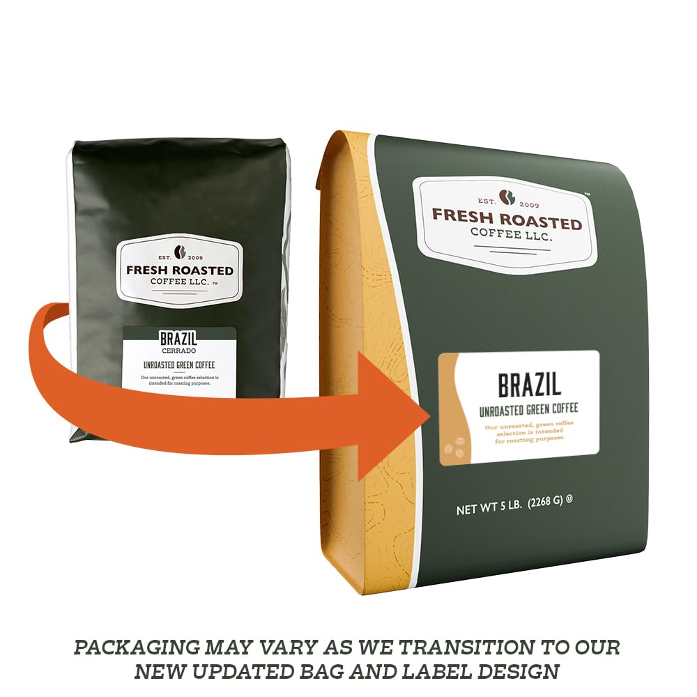 Fresh Roasted Coffee, Brazil Unroasted Green Coffee Beans for Home Roasting, Kosher, 5 lb (80 oz)