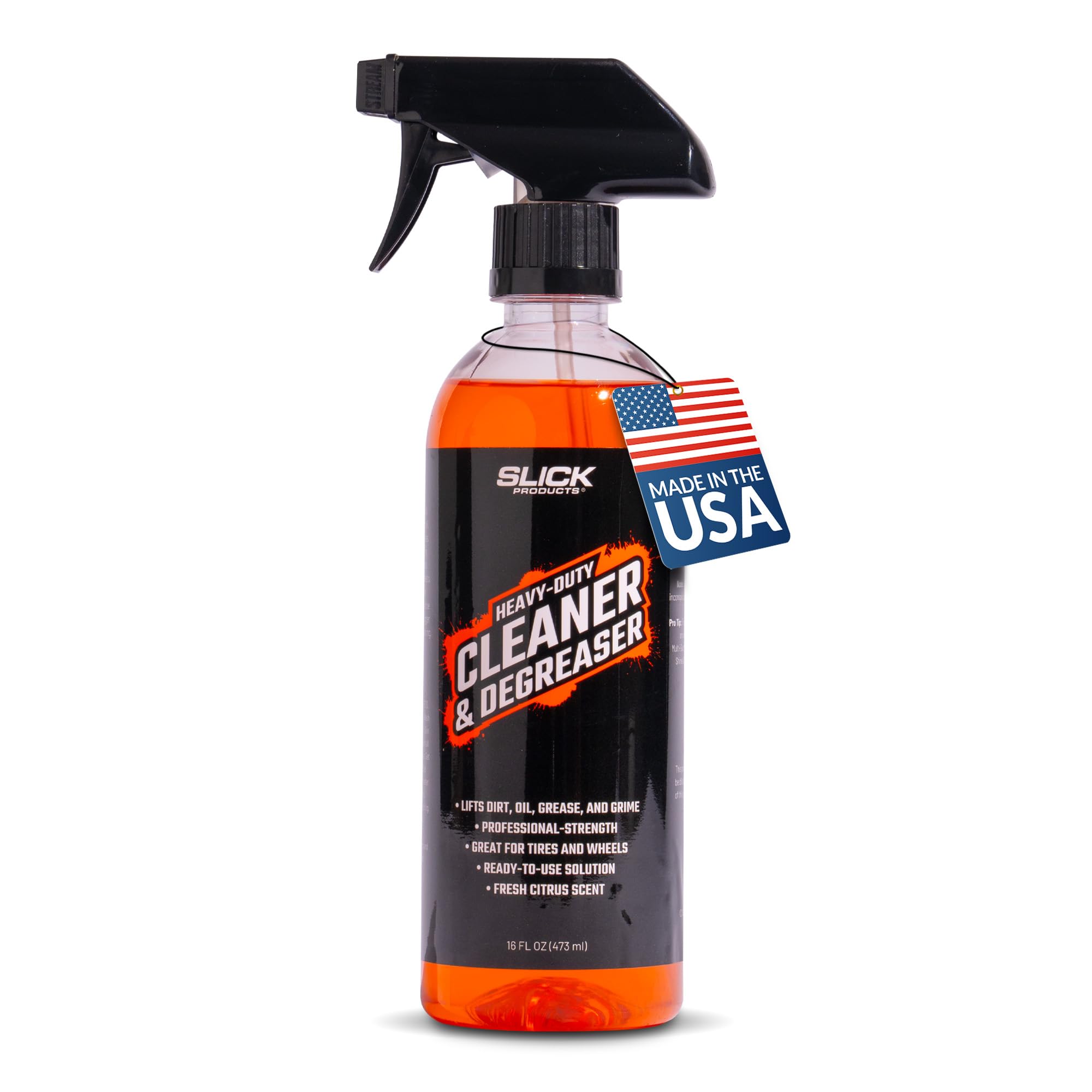 Slick Products Heavy-Duty Cleaner & Degreaser - Professional Strength Citrus Formula for Tires, Wheels, Engines, Chains & Tough Grime - Ready to Use
