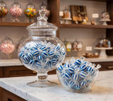 Jumbo Blue Raspberry Striped Candy Balls - 2 lbs of Fresh Individually Wrapped Blue White Sweet Hard Candy Suckers