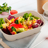 Aksipo 50 Pack 29 Oz Disposable Meal Prep Containers with Lids, Rectangle Paper Bowls with Lids for Salad,Leftovers, Leak-proof To Go Box Cardboard