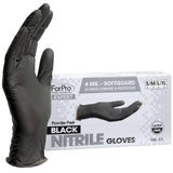 ForPro Expert SoftGuard Disposable Nitrile Gloves, Ultimate Comfort & Protection, Powder-Free, Latex-Free, Non-Sterile, Food Safe, 4 Mil, Black