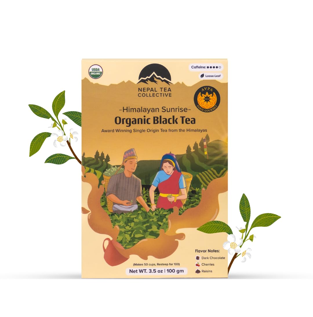 NEPAL TEA Organic Black Tea Loose Leaf - Certified Organic Premium Loose Leaf Black Tea - Single Origin from a Family Farm in the Himalayas - 3.5