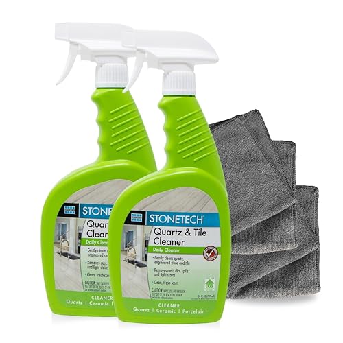 StoneTech Quartz & Tile Cleaner Spray - Quartz Countertop Cleaner for Engineered Stone, Ceramic & Porcelain - Removes Dirt & Spills - 2-Pack, 24oz