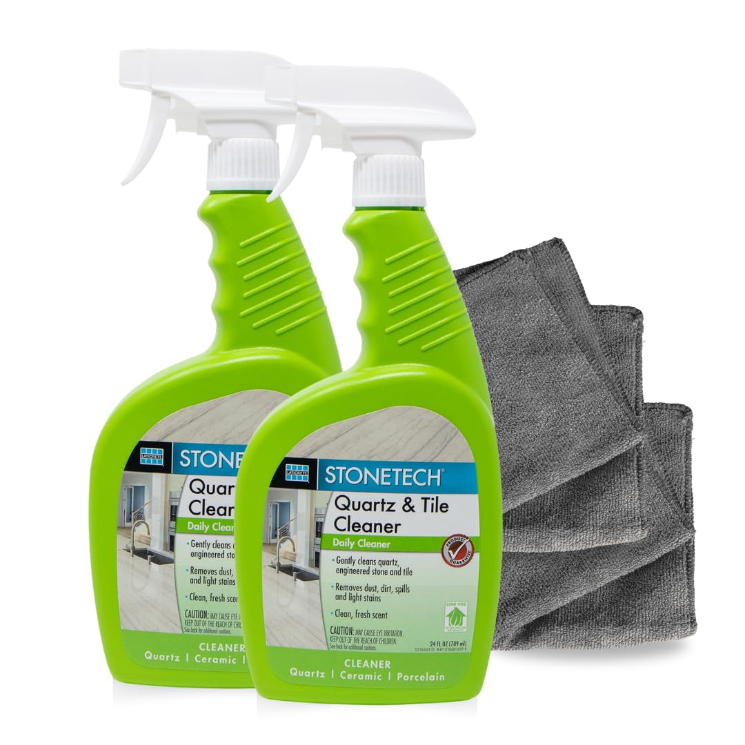 StoneTech Quartz & Tile Cleaner Spray - Quartz Countertop Cleaner for Engineered Stone, Ceramic & Porcelain - Removes Dirt & Spills - 2-Pack, 24oz