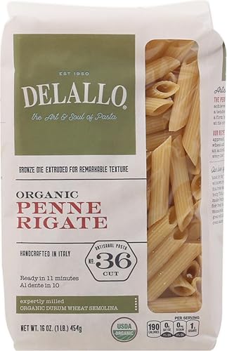 DELALLO Organic Penne Rigate #36, 16 OZ
