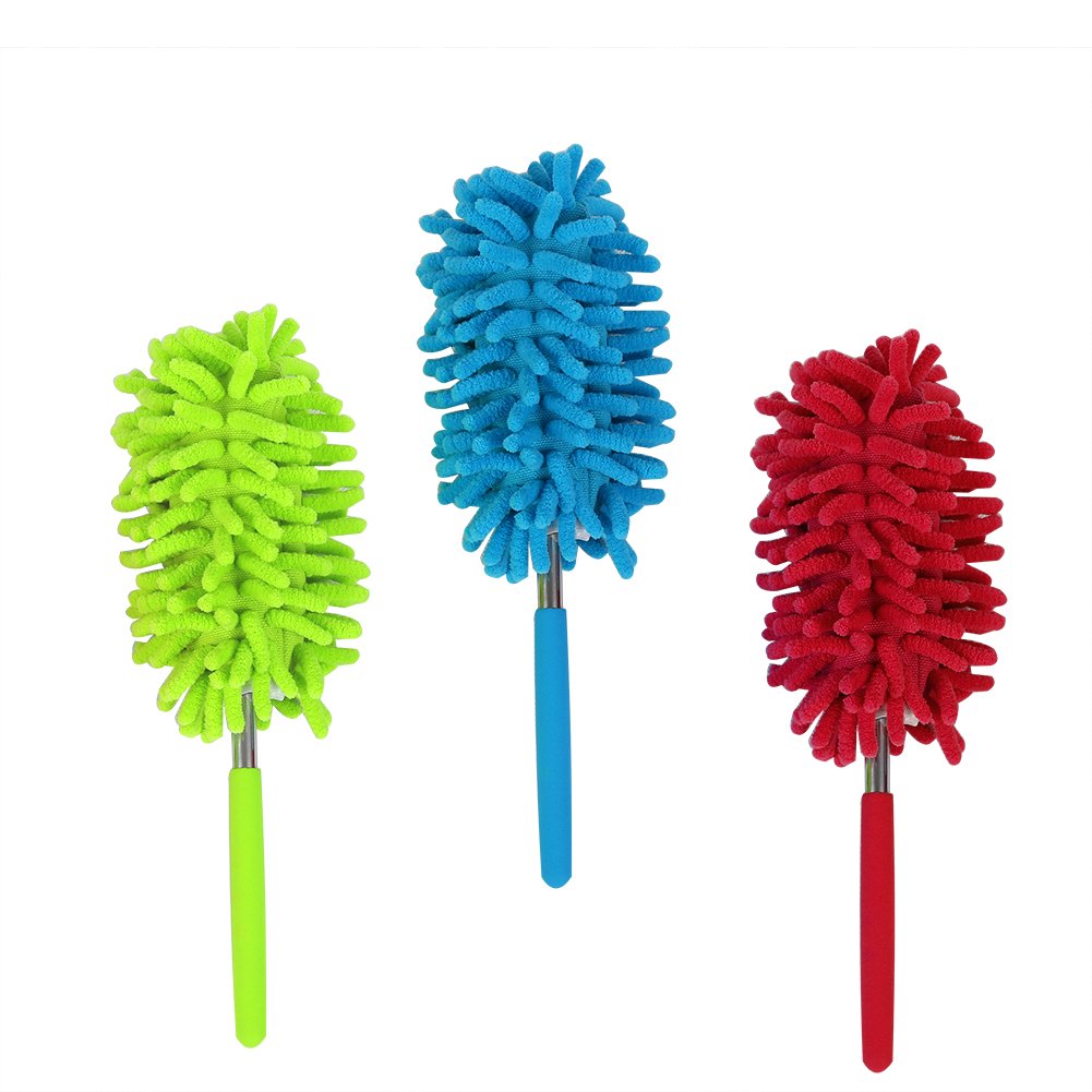 Maguu Long-Reach Washable Dusting Brush with Telescoping Pole,Retractable Extendable Flexible Microfiber Duster for Home Car and Office(Set of 3)