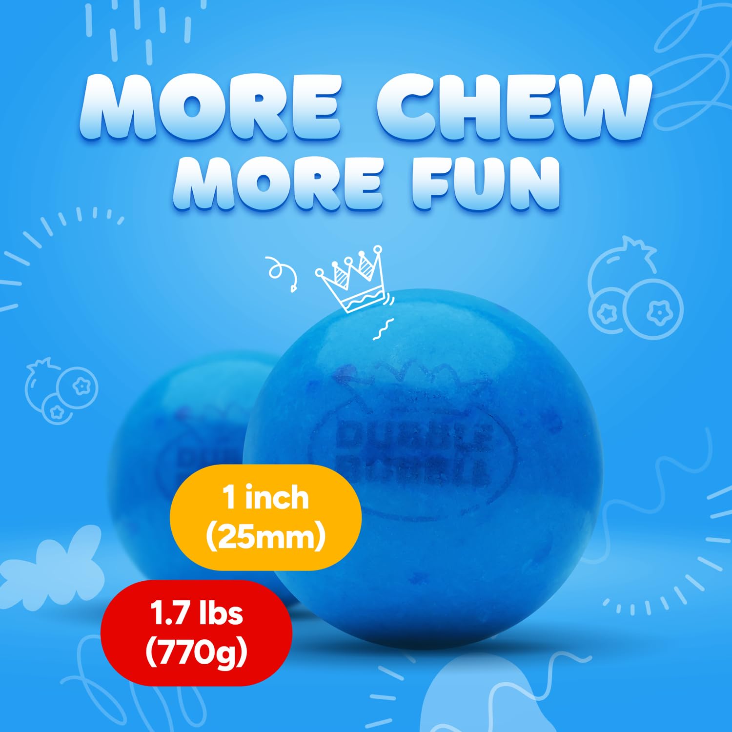 Gumballs for Gumball Machine - 1 Inch Double Bubble Gumballs - Berry Blots Big Gum Balls in Resealable Bag - 1.7 Lb Gumball Machine Refills - 96 Pcs