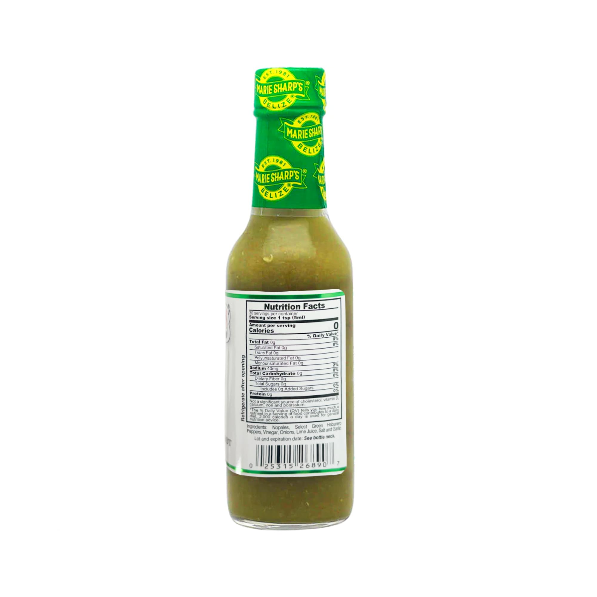 Marie Sharp’s Green Habanero Hot Pepper Sauce, 5 Oz Mild-Medium Heat| All-Natural Belizean Hot Sauce [Pack of 2]
