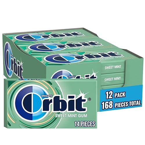 ORBIT Sweet Mint Sugar Free Individually Wrapped Chewing Gum Mint Bulk Box , 12 Packs of 14-Pieces (168 Total Pieces)