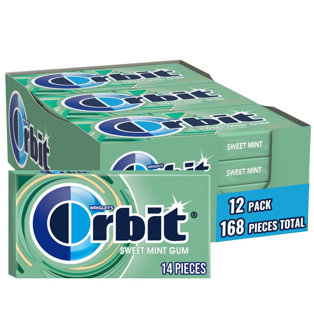 ORBIT Sweet Mint Sugar Free Individually Wrapped Chewing Gum Mint Bulk Box , 12 Packs of 14-Pieces (168 Total Pieces)